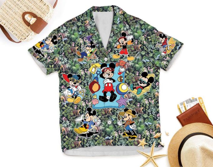 Disney Mickey Aloha Button Up Shirt, Tropical Hawaiian Shirt 4