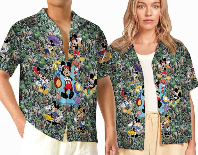 Disney Mickey Aloha Button Up Shirt, Tropical Hawaiian Shirt 5