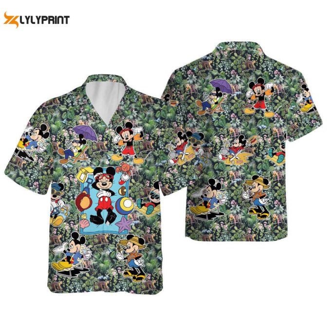 Disney Mickey Aloha Button Up Shirt, Tropical Hawaiian Shirt 1