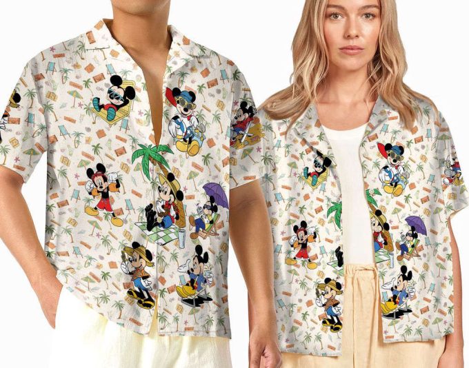 Disney Mickey Beach Button Up Shirt, Tropical Hawaiian Shirt 6