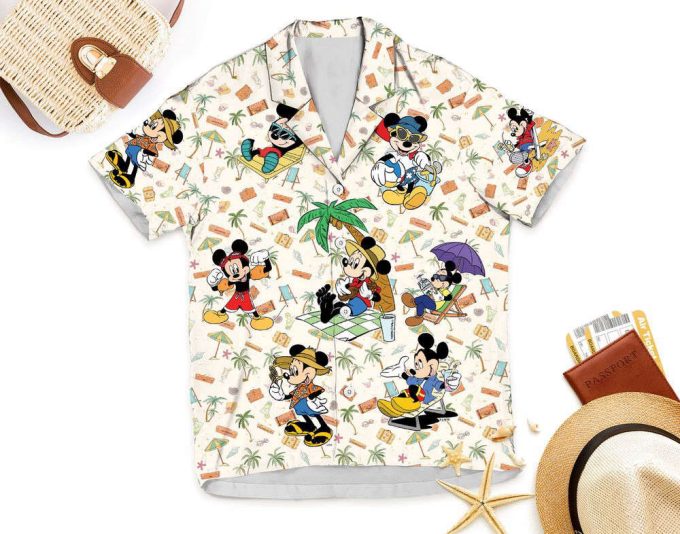 Disney Mickey Beach Button Up Shirt, Tropical Hawaiian Shirt 7