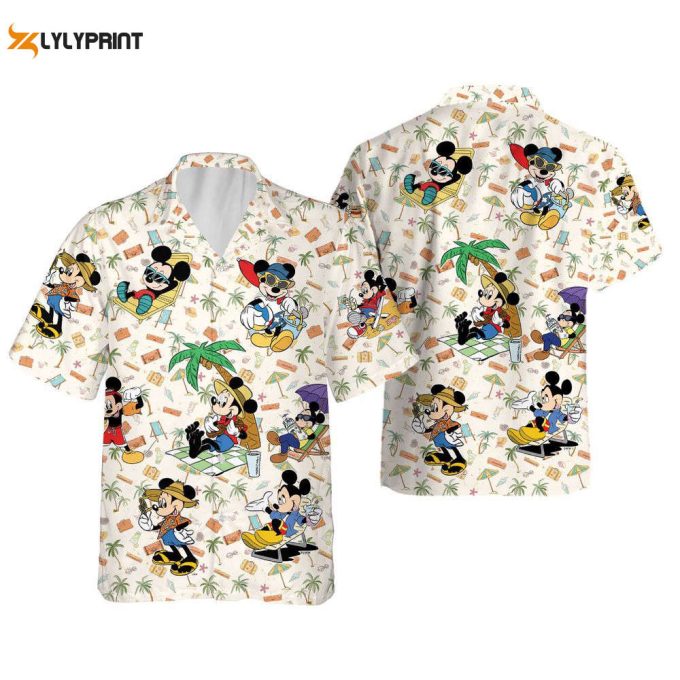 Disney Mickey Beach Button Up Shirt, Tropical Hawaiian Shirt 1