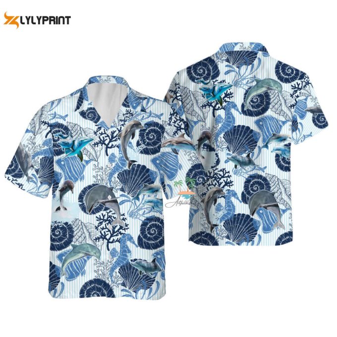 Dolphin Seahorse Hawaiian Shirt, Seashells Beach Hawaii Shirt 1