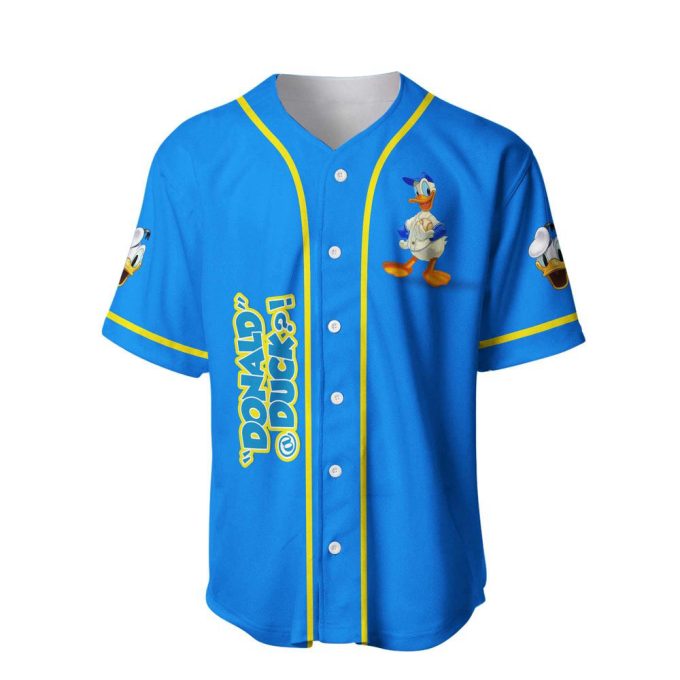 Donald Duck Blue Yellow Jersey, Disney Custom Baseball Jersey 2