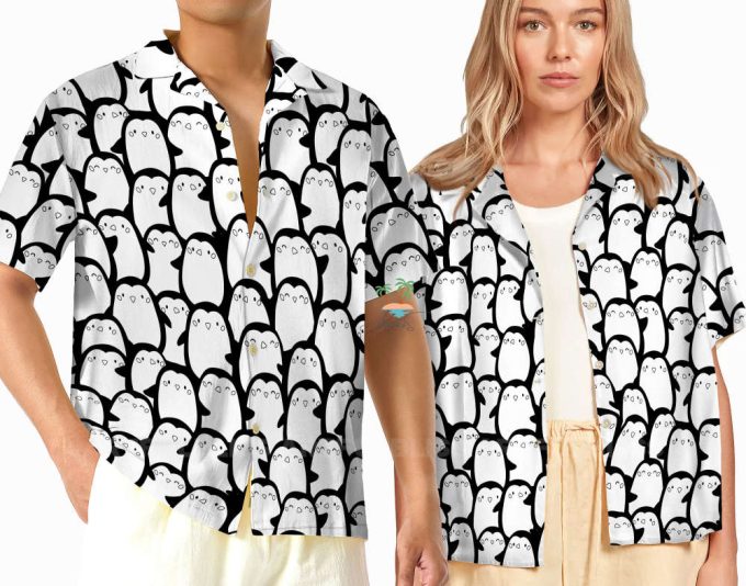 Doodle Penguin Aloha Hawaiian Shirt, Cute Penguin Tropical Shirts 2