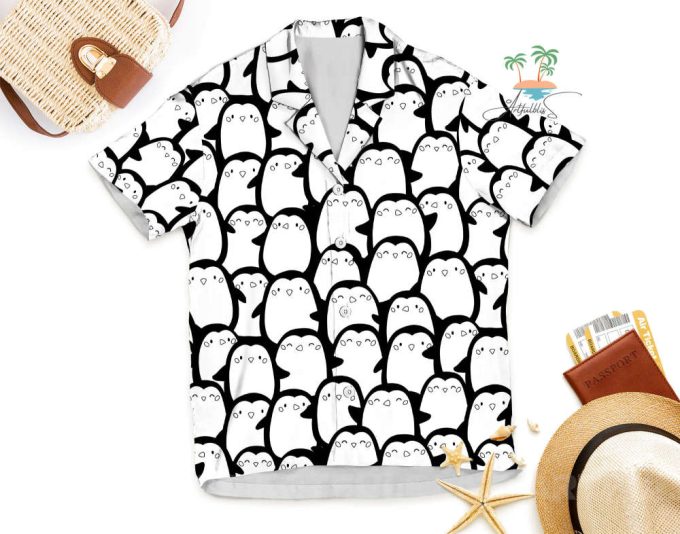 Doodle Penguin Aloha Hawaiian Shirt, Cute Penguin Tropical Shirts 3