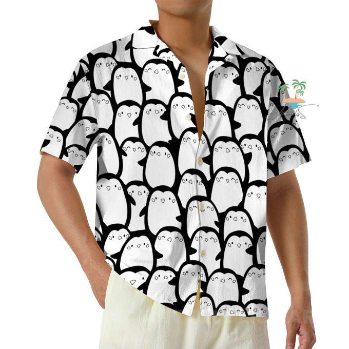 Doodle Penguin Aloha Hawaiian Shirt, Cute Penguin Tropical Shirts 4