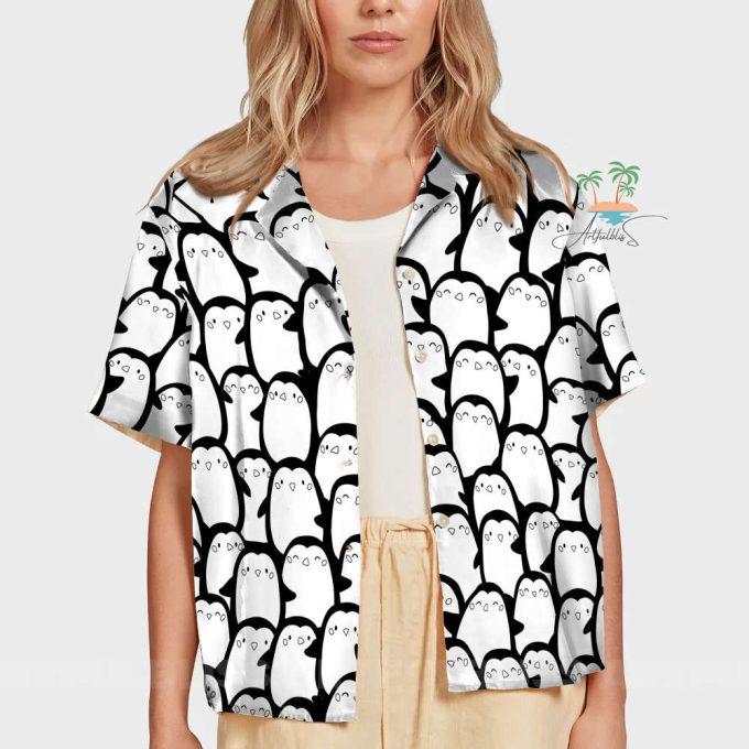 Doodle Penguin Aloha Hawaiian Shirt, Cute Penguin Tropical Shirts 5