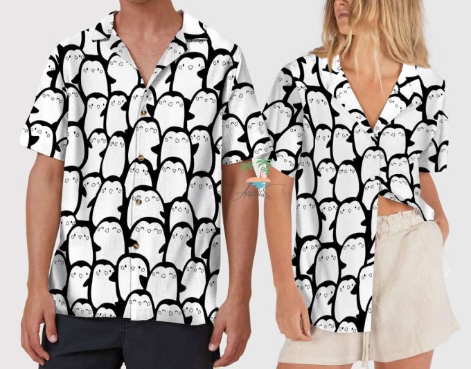 Doodle Penguin Aloha Hawaiian Shirt, Cute Penguin Tropical Shirts 6