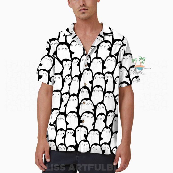 Doodle Penguin Aloha Hawaiian Shirt, Cute Penguin Tropical Shirts 7