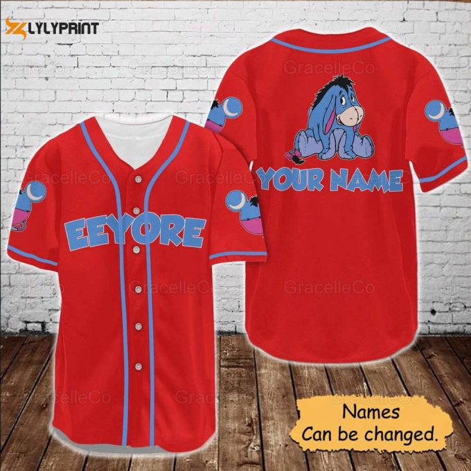 Eeyore Custom Baseball Jersey Shirt, Disney Eeyore Jersey Shirt, Disney Trip Baseball Shirt, Eeyore Donkey Disney Tee, Funny Disney Shirt. 1