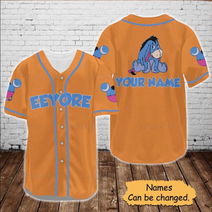 Eeyore Custom Baseball Jersey Shirt, Disney Eeyore Jersey Shirt, Disney Trip Baseball Shirt, Eeyore Donkey Disney Tee, Funny Disney Shirt. 4