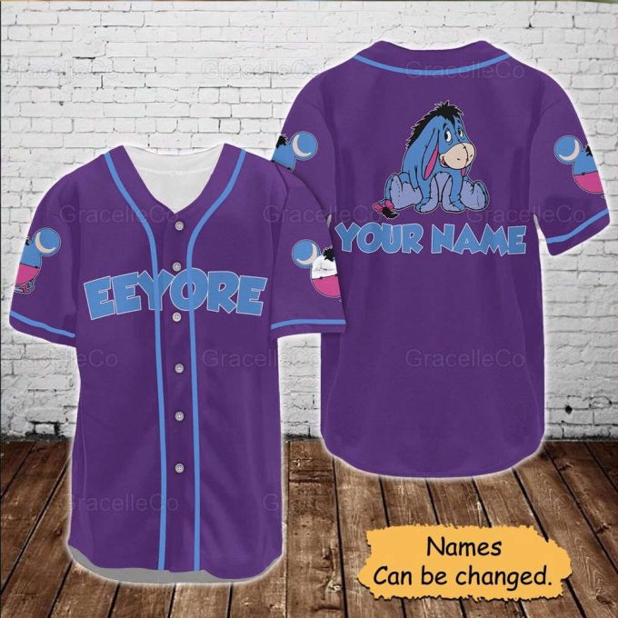 Eeyore Custom Baseball Jersey Shirt, Disney Eeyore Jersey Shirt, Disney Trip Baseball Shirt, Eeyore Donkey Disney Tee, Funny Disney Shirt. 5