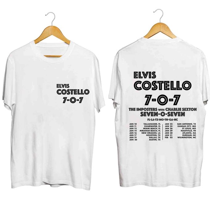 Elvis Costello &Amp; The Imposters With Charlie Sexton 707 Tour 2024 Shirt, Elvis Costello Fan Shirt, Elvis Costello Tour Shirt, 707 Tour Shirt 2