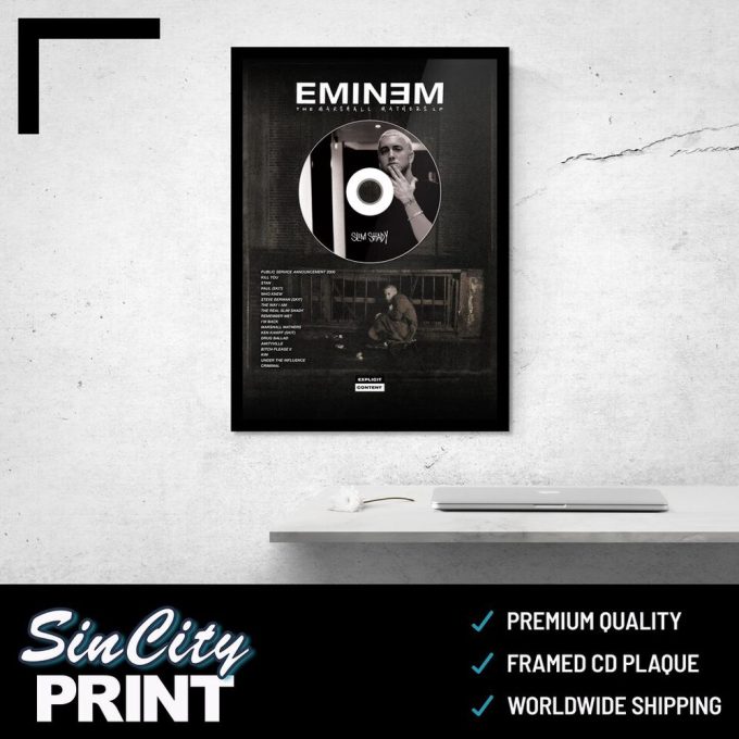 Eminem ‘The Marshall Mathers Lp’  Cd Album Plaque  Premium Matte Vertical Posters