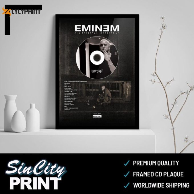 Eminem ‘The Marshall Mathers Lp’  Cd Album Plaque  Premium Matte Vertical Posters