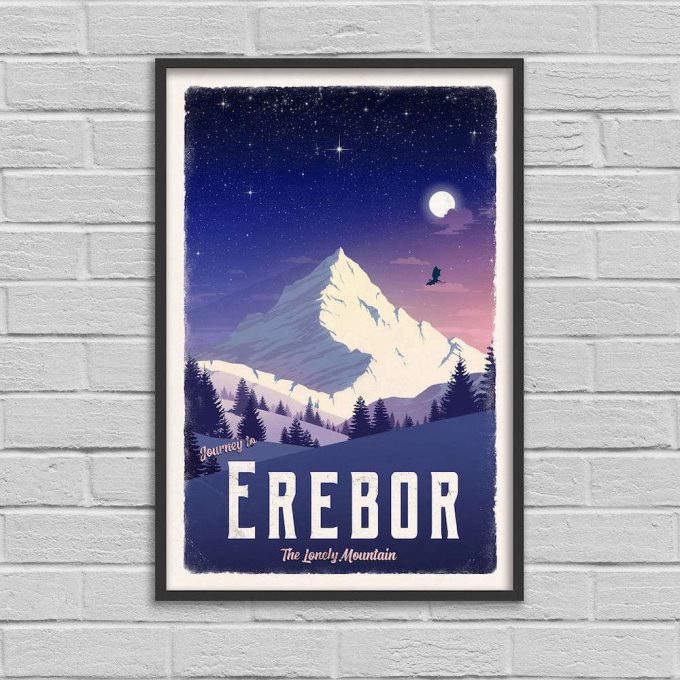 Erebor Travel Poster - Lord Of The Rings Vintage Travel Poster - Minimalist Lotr Art - The Lonely Mountain 2