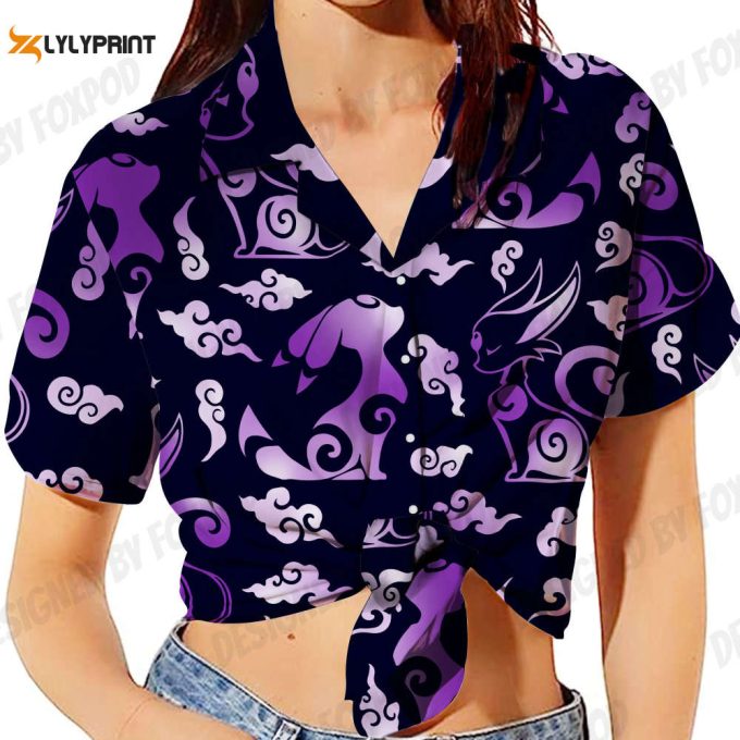 Espeon Umbreon Hawaiian Shirt, Button Up Holiday, Espeon Birthday 2