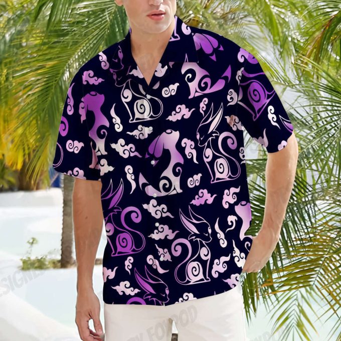 Espeon Umbreon Hawaiian Shirt, Button Up Holiday, Espeon Birthday 3