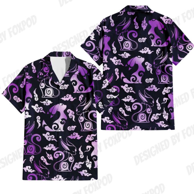 Espeon Umbreon Hawaiian Shirt, Button Up Holiday, Espeon Birthday 4