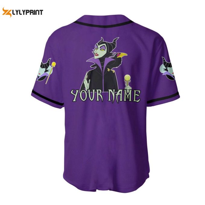 Evil Queen Maleficent Black Purple Halloween Baseball Jersey 1