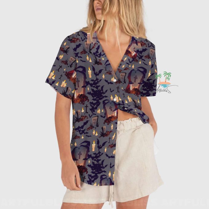 Fall Witch Tomb Halloween Hawaiian Shirt 3