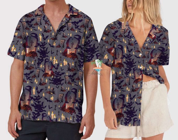 Fall Witch Tomb Halloween Hawaiian Shirt 5