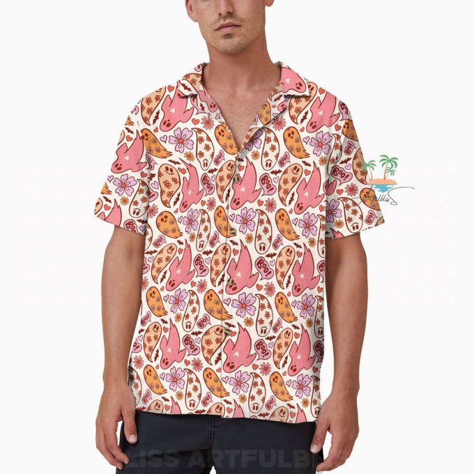 Floral Ghost Halloween Hawaiian Shirt 4