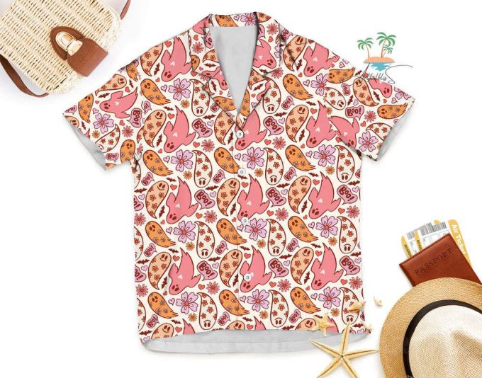 Floral Ghost Halloween Hawaiian Shirt 7