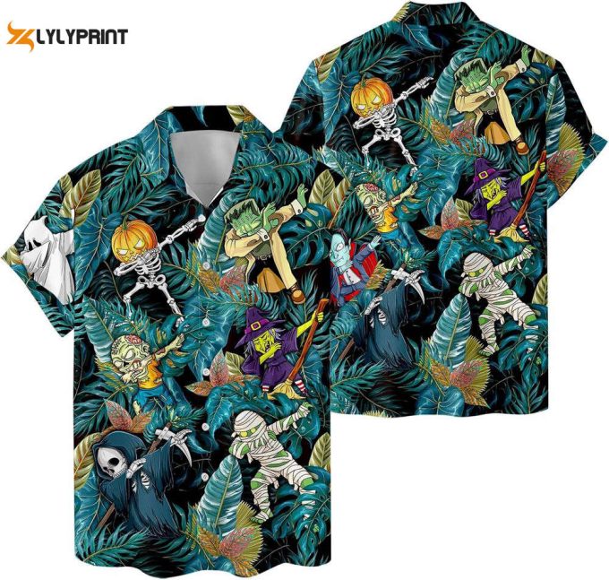 Funny Dacing Skeleton Zombie Hawaiian Shirt, Horror Aloha Shirt 2