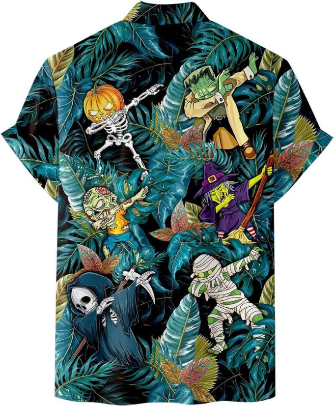 Funny Dacing Skeleton Zombie Hawaiian Shirt, Horror Aloha Shirt 3