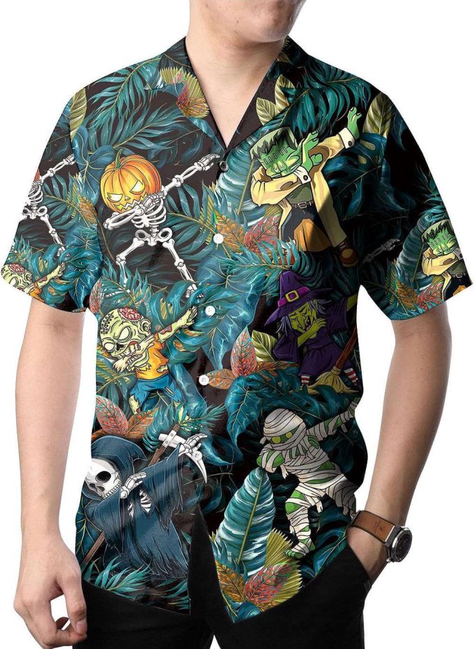 Funny Dacing Skeleton Zombie Hawaiian Shirt, Horror Aloha Shirt 4