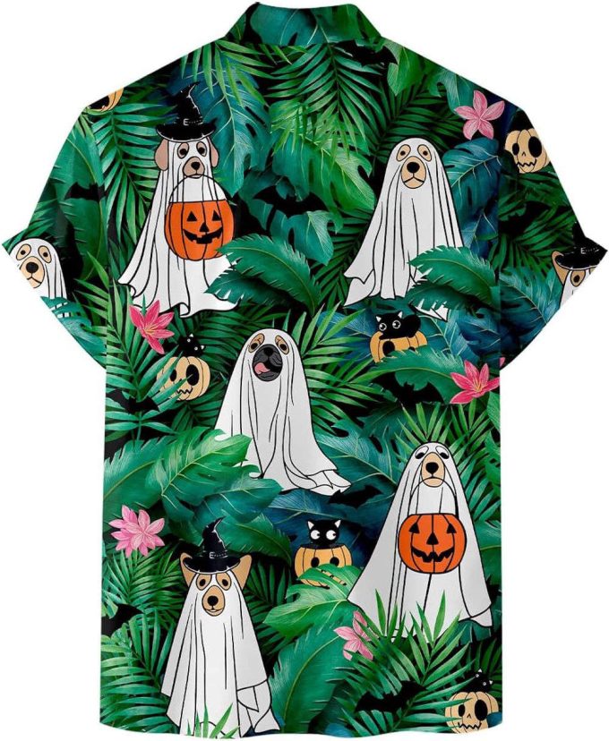 Funny Halloween Ghost Dog Hawaiian Shirt, Horror Aloha Shirt 4