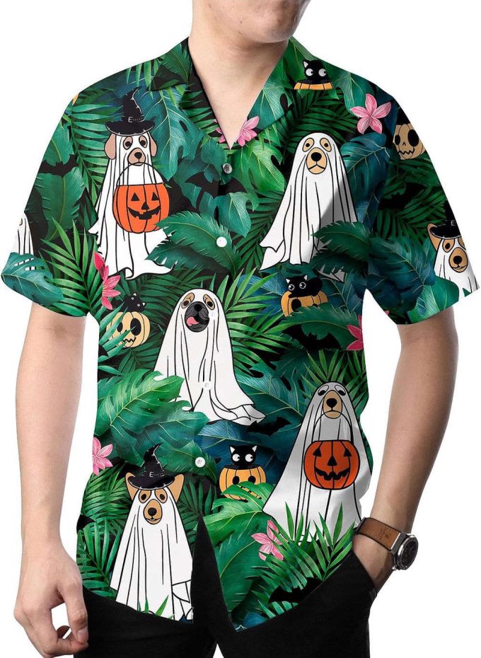 Funny Halloween Ghost Dog Hawaiian Shirt, Horror Aloha Shirt 6