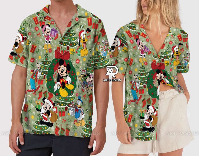 Funny Mickey Christmas Hawaiian Shirt, Christmas Tree Hawaii Shirt 5