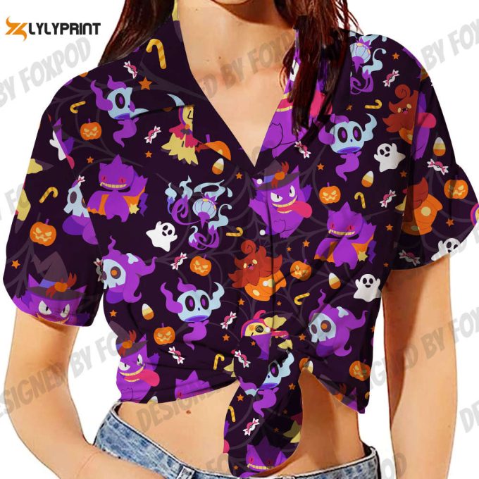 Gengar Halloween Hawaiian Shirt, Gengar Button Up Shirt 2