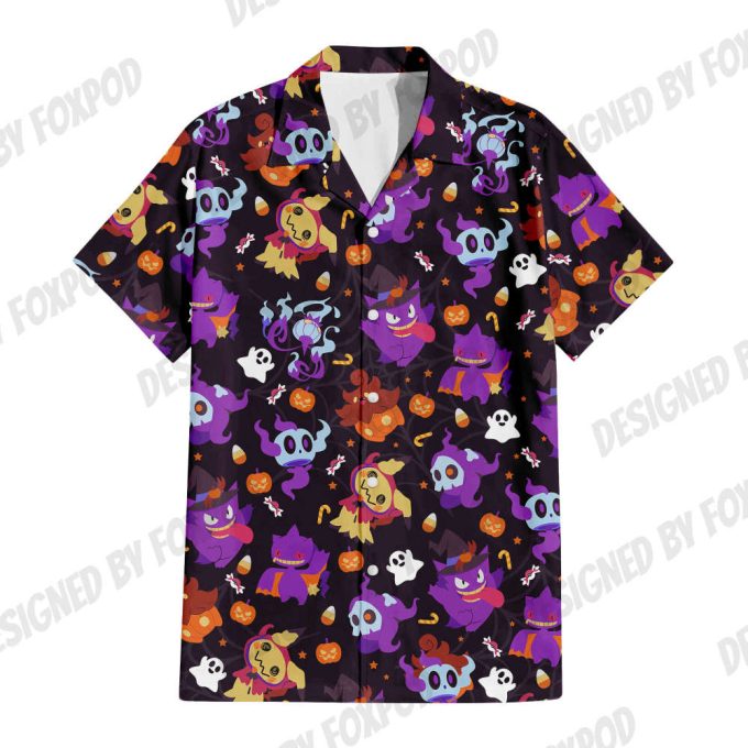 Gengar Halloween Hawaiian Shirt, Gengar Button Up Shirt 4
