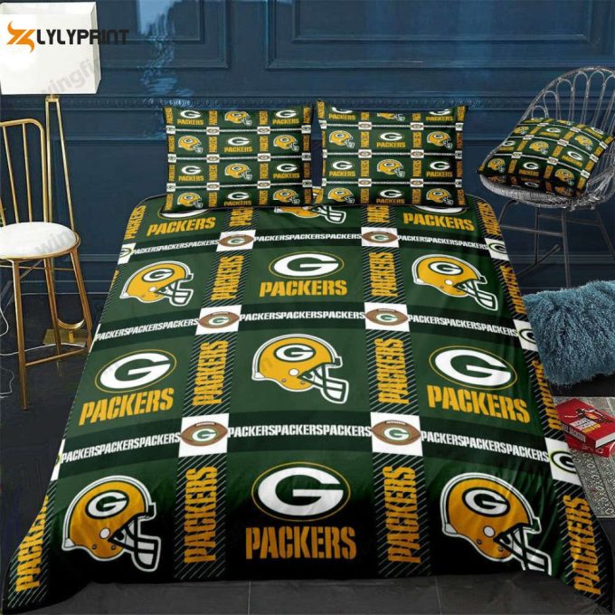 Green Bay Packers Duvet Cover Bedding Set Gift For Fans 1