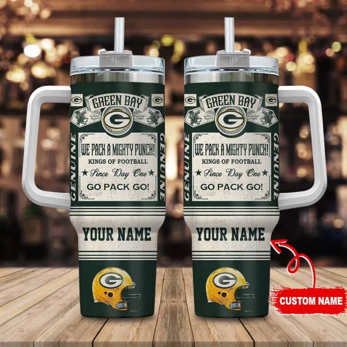 Green Bay Packers Nfl Vintage King Of Football Custom Name 40Oz Stanley Tumbler 2