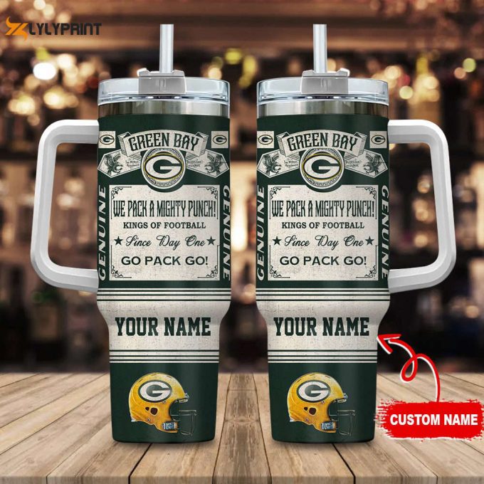 Green Bay Packers Nfl Vintage King Of Football Custom Name 40Oz Stanley Tumbler 1
