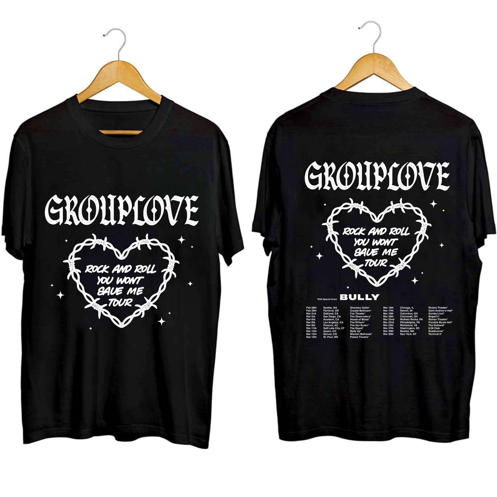 Grouplove And Bully 2024 Rock And Roll You Won’t Save Me Tour Shirt, Grouplove And Bully Band Fan Shirt, You Won’t Save Me Tour 2024 Shirt 1