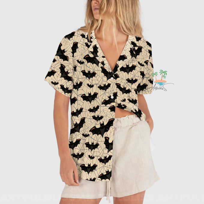 Halloween Bat Hawaiian Shirt, Ghost Gothic Shirt 3