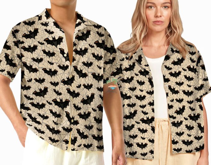 Halloween Bat Hawaiian Shirt, Ghost Gothic Shirt 5