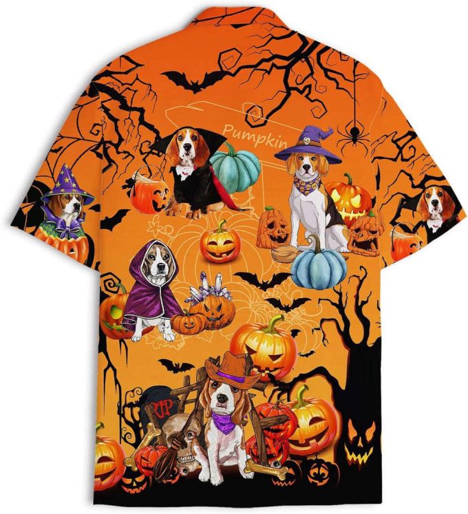 Halloween Beagle Dog Hawaiian Shirt, Horror Aloha Shirt 3