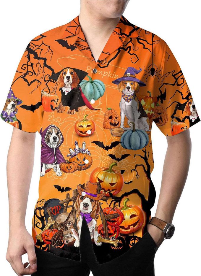 Halloween Beagle Dog Hawaiian Shirt, Horror Aloha Shirt 4