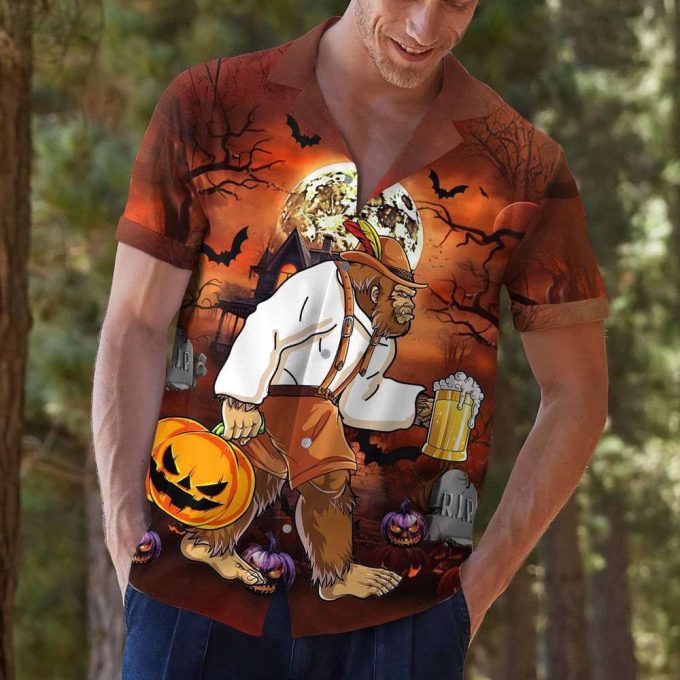 Halloween Bigfoot Hawaiian Shirt, Horror Aloha Shirt 5