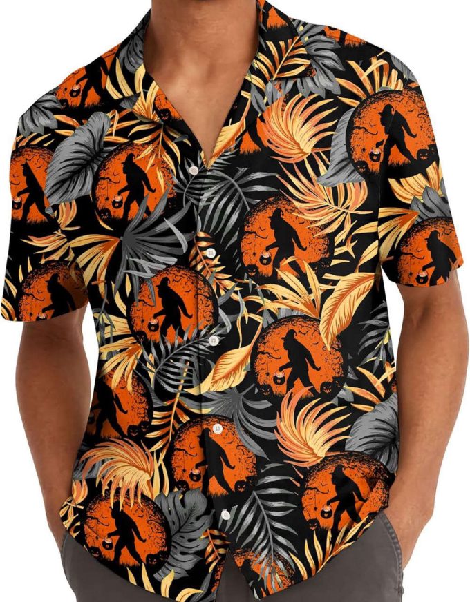 Halloween Bigfoot Hawaiian Shirt, Horror Aloha Shirt 4