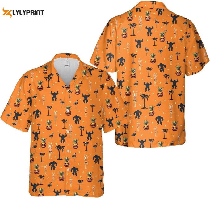 Halloween Bigfoot Skull Hawaiian Shirt, Horror Aloha Shirt 2