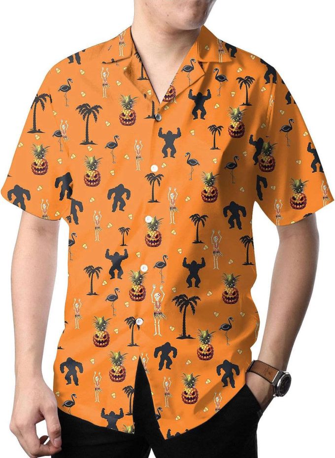 Halloween Bigfoot Skull Hawaiian Shirt, Horror Aloha Shirt 6