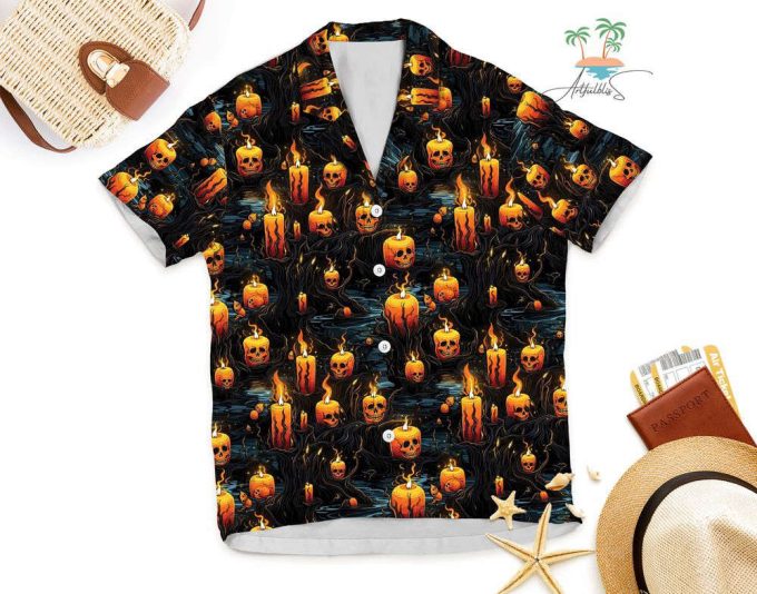 Halloween Black Flame Candle Hawaiian Shirt 6